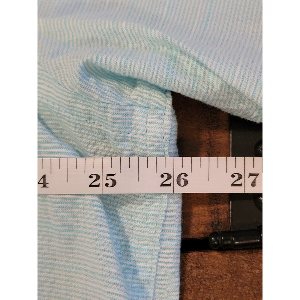 IZOD Saltwater Mens Short Sleeve Button Up Shirt Light Blue Striped Size XXL - Picture 6 of 9